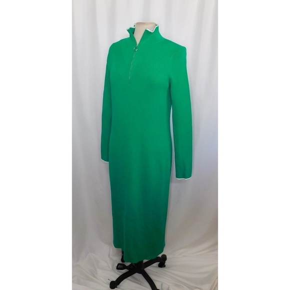 SWEATY BETTY Frame Knitted Midi Dress Vivid Green Sporty Ribbed Knit Size 12 - Picture 6 of 14